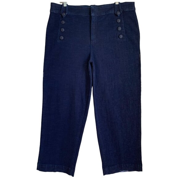 NWOT TALBOTS Womens' Marina Dark Wash Cropped Straight Leg Sailor Jeans Size 16 - Picture 4 of 9